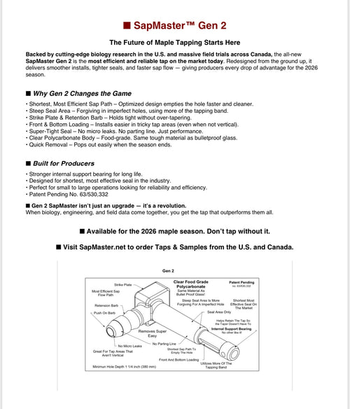 SapMaster Gen 2 Maple Taps - BLACK FRIDAY PROMO